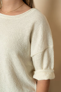 Missy Raw Edge Short Sleeve Sweater