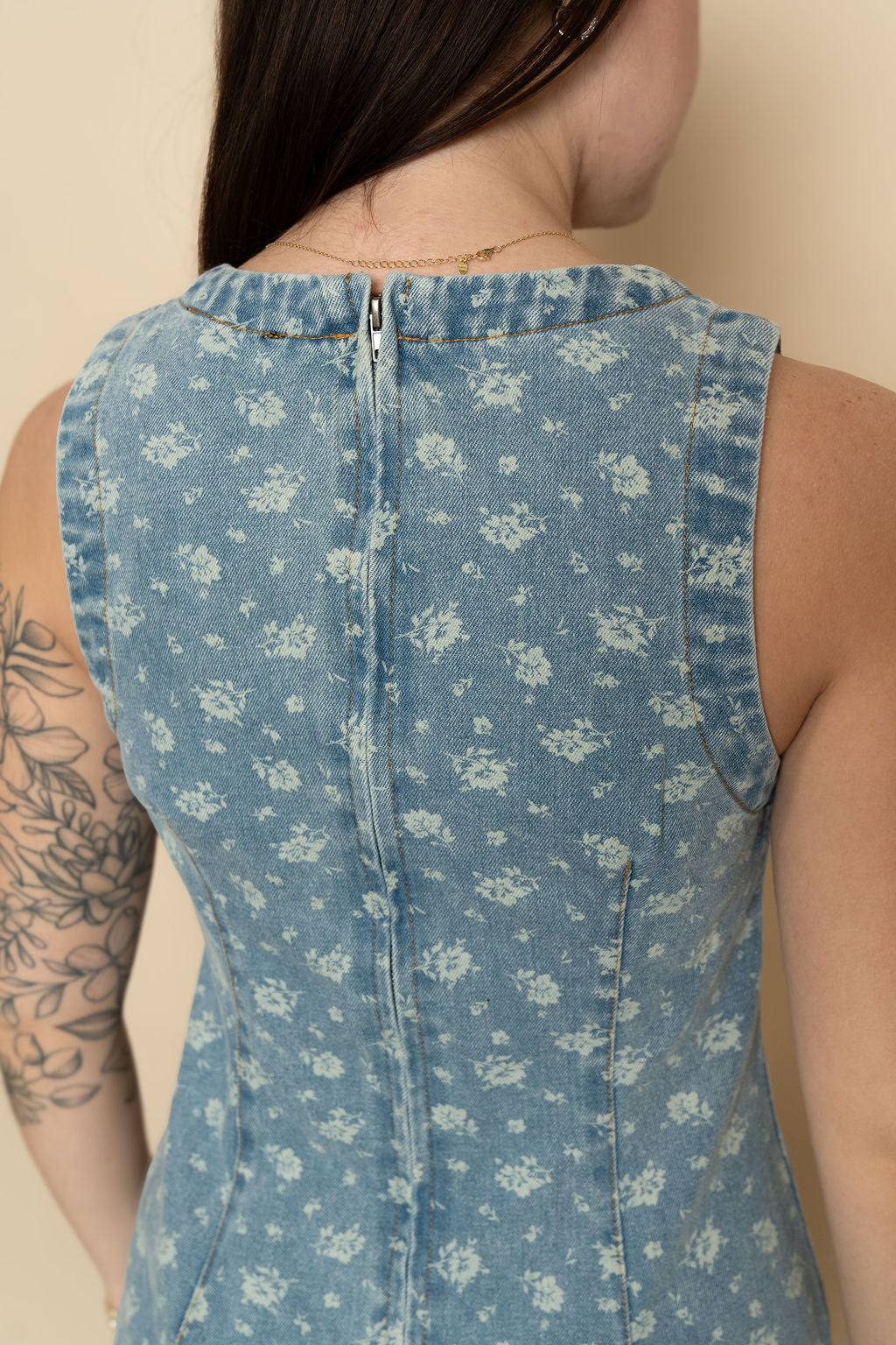 Hazel Floral Denim Mini Dress