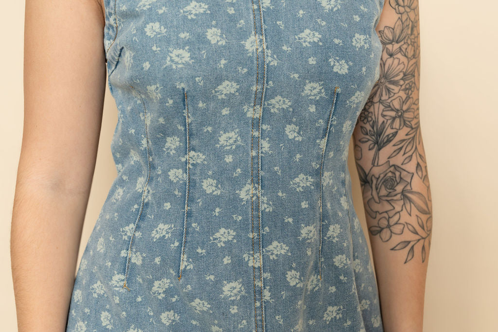 Hazel Floral Denim Mini Dress