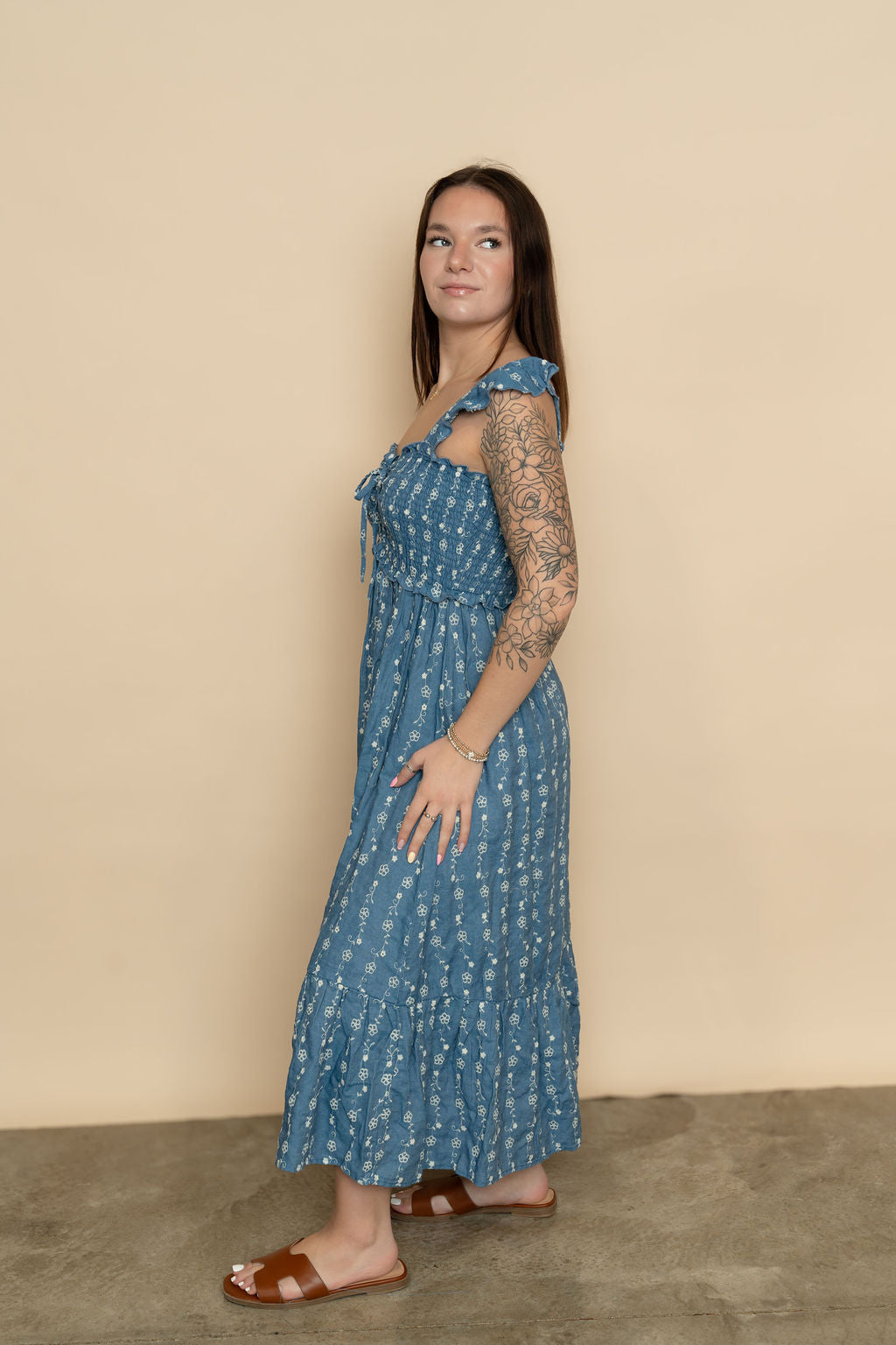 Darlene Floral Embroidered Maxi Dress