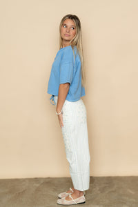 Mallory Striped Floral Barrel Pants
