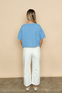 Mallory Striped Floral Barrel Pants