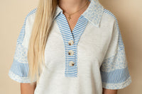 Delila Oversized Half Button Down Collared Knit Top