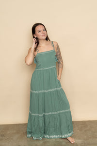 Heather Embroidered Tiered Maxi Sun Dress
