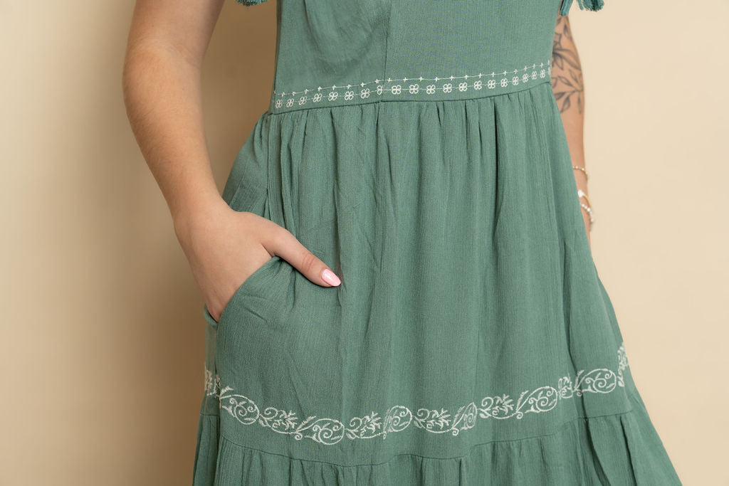 Heather Embroidered Tiered Maxi Sun Dress