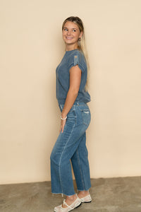 Bowden Acid washed Knit Top - Idigo