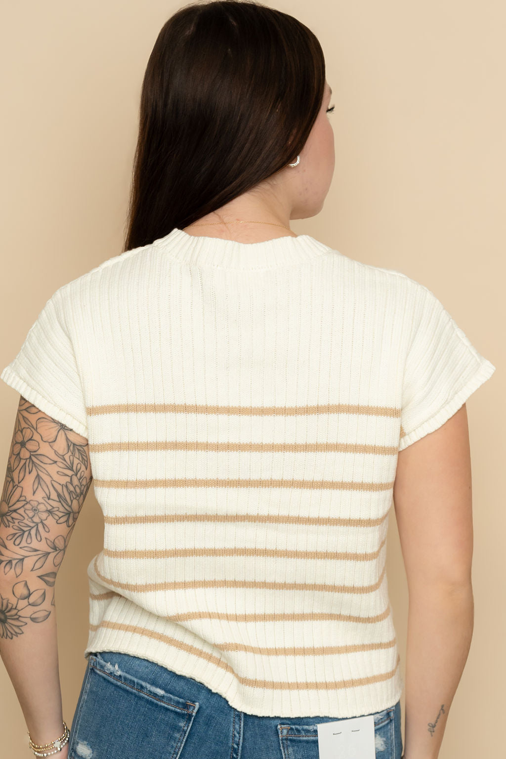 Megan Sleeveless Ribbed Striped Knit Top