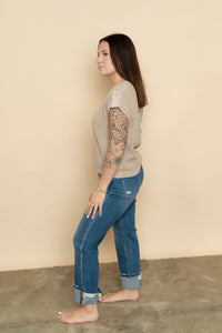 Bowden Acid washed Knit Top - Khaki