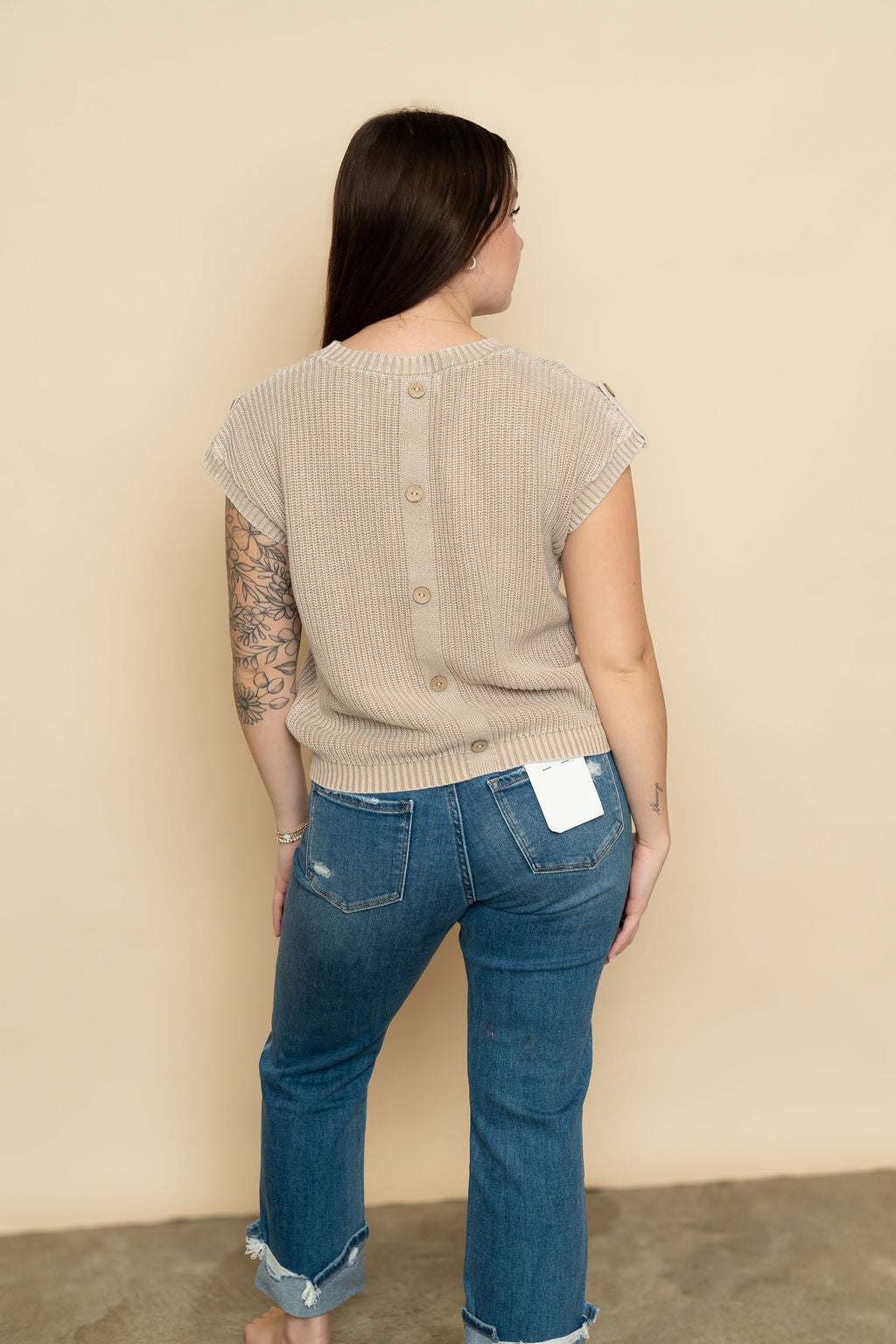 Bowden Acid washed Knit Top - Khaki
