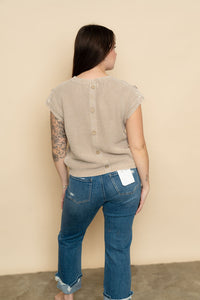 Bowden Acid washed Knit Top - Khaki