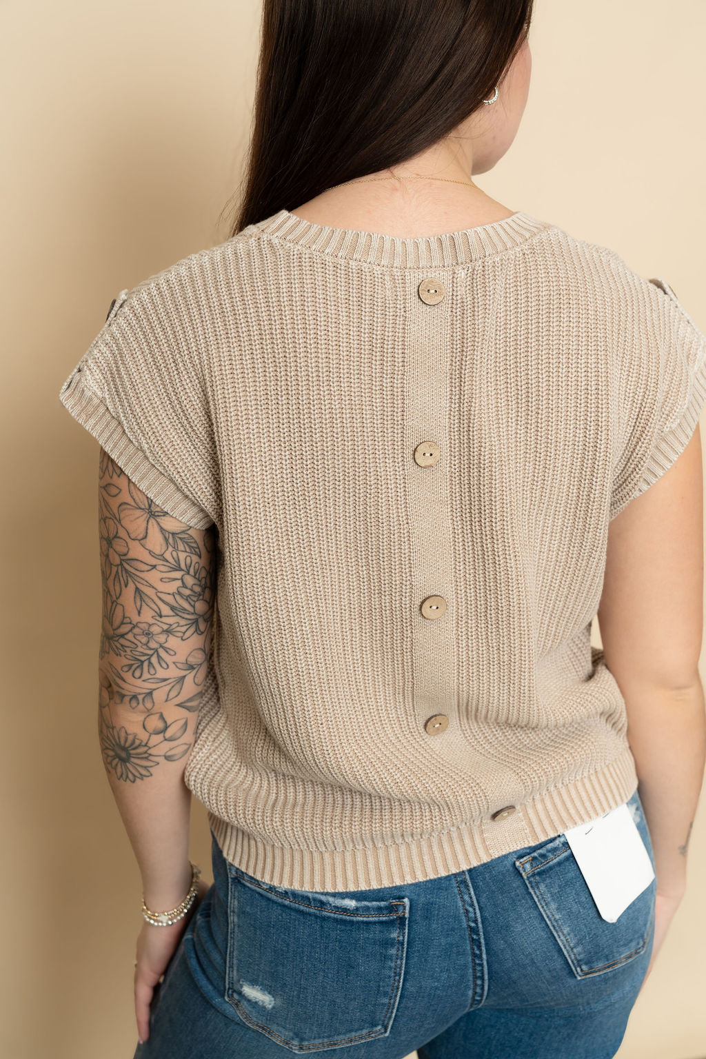 Bowden Acid washed Knit Top - Khaki