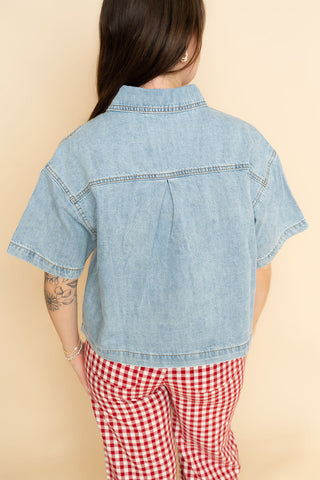 Lucy Button Up Denim Shirt - Light Wash