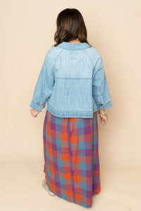 Risen Cropped Cape Jacket - Medium Wash