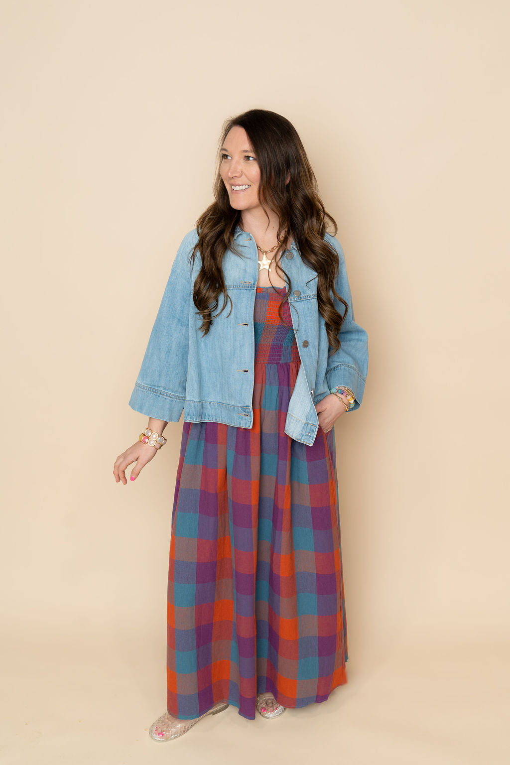 Risen Cropped Cape Jacket - Medium Wash