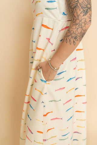 Elise Fish Print Midi Dress