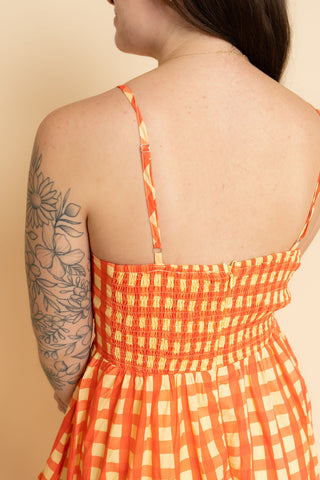 Olivia Plaid Maxi Dress - Orange/Yellow
