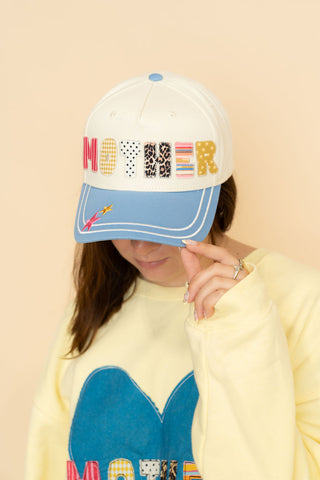 Mother Patchwork Trucker Hat - Cream/Blue