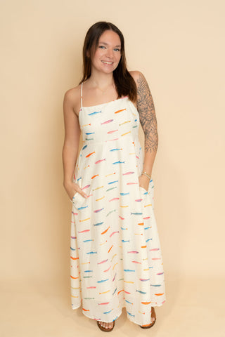 Elise Fish Print Midi Dress