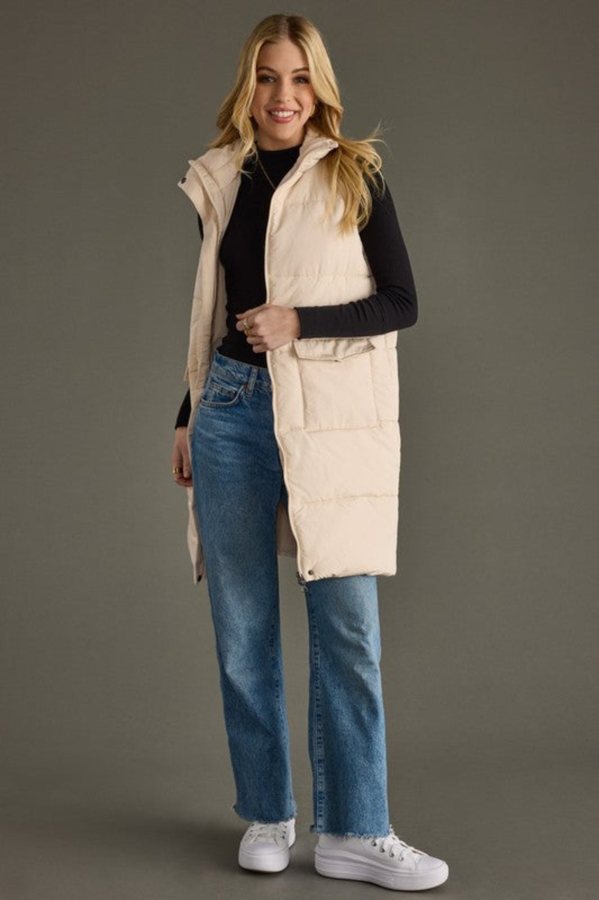 Cooper Long Vest - Cream