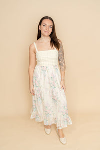 Floral and Crochet maxi dress for women's spring sundress. 