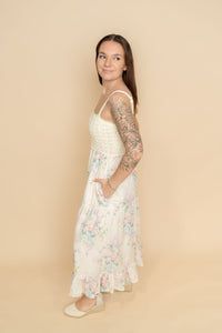 Floral and crochet maxi dress for women