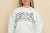 Heather Gray baseball graphic sweatshirt polka dot design, casual boutique t-shirt for everyday style. 