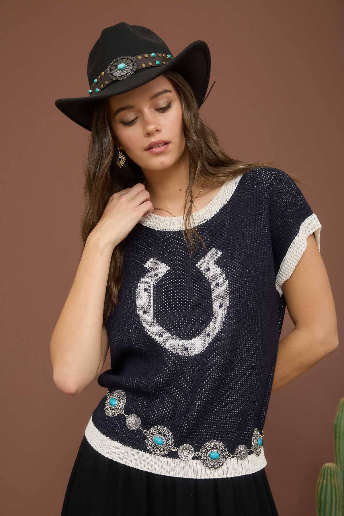 Hannah Horseshoe Knit Top
