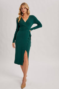 Annie Ribbed Knit Wrap Dress