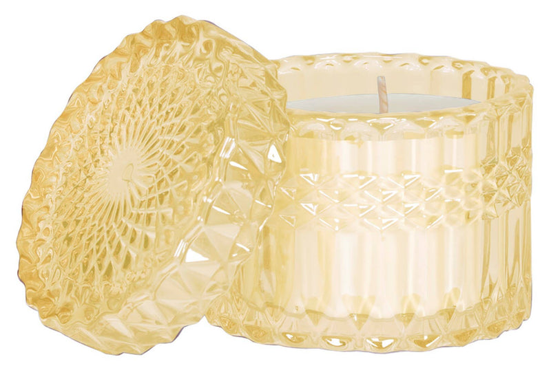 8oz Fresh Citrus & Vanilla Cream Shimmer Candle in Glass Jar – A glowing soy wax candle with a warm golden shimmer, featuring a refreshing blend of zesty citrus and creamy vanilla. Perfect for morning ambiance, home fragrance, and self-care rituals. A must-have luxury scented candle for relaxation, gifting, and cozy décor.