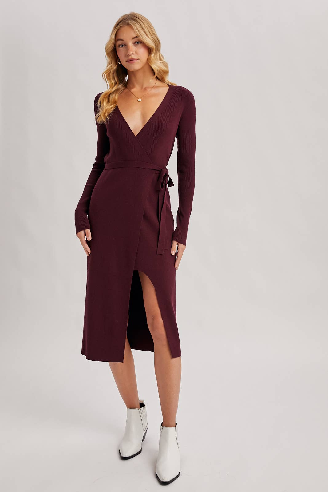 Annie Ribbed Knit Wrap Dress