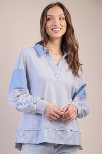 Color Block Solid & Stripe Casual Knit Top