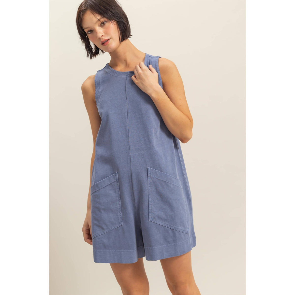 Pocket Detail Sleeveless Comfy Romper