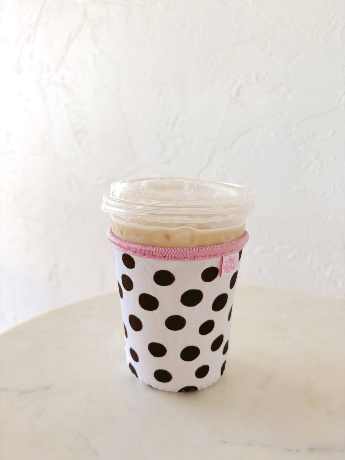 Coffee Cup Cover - Brown Polka Dots