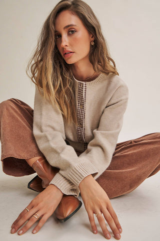 Cottage Cardigan Gingham Accent Cardigan