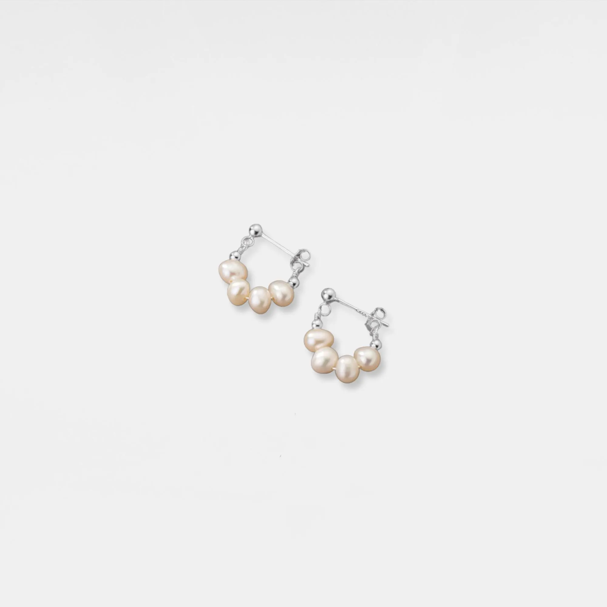 Dainty PearHoop Earrings in 925 Sterling Silver