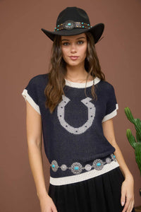 Hannah Horseshoe Knit Top