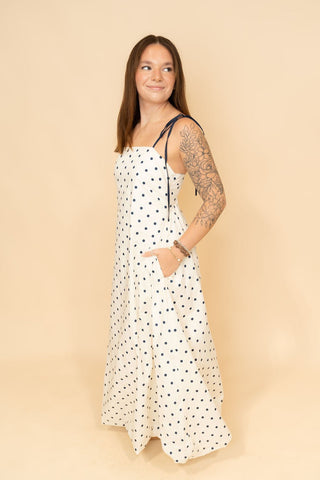 Alice Polka Dot Bubble Maxi Dress - Cream - Wild Lavender Boutique