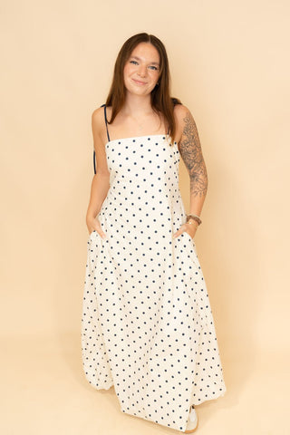 Alice Polka Dot Bubble Maxi Dress - Cream - Wild Lavender Boutique