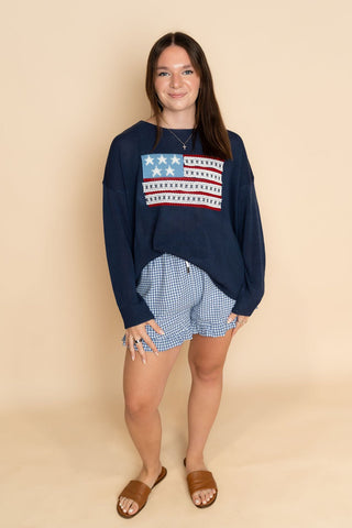 American Flag Sweater - Navy - Wild Lavender Boutique