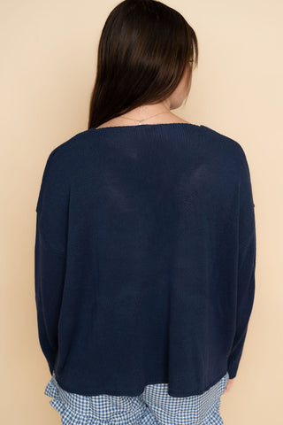 American Flag Sweater - Navy - Wild Lavender Boutique