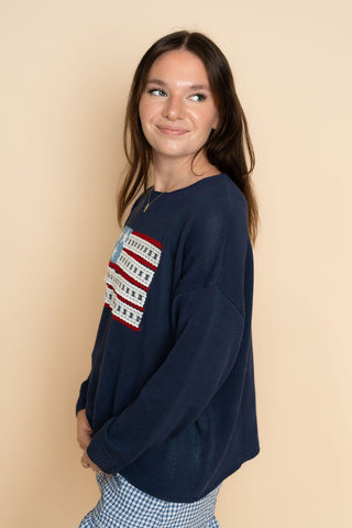 American Flag Sweater - Navy - Wild Lavender Boutique