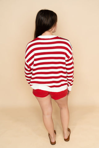 American Flag Sweater Top - Wild Lavender Boutique