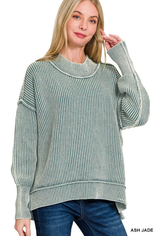 Washed Side Slit Sweater