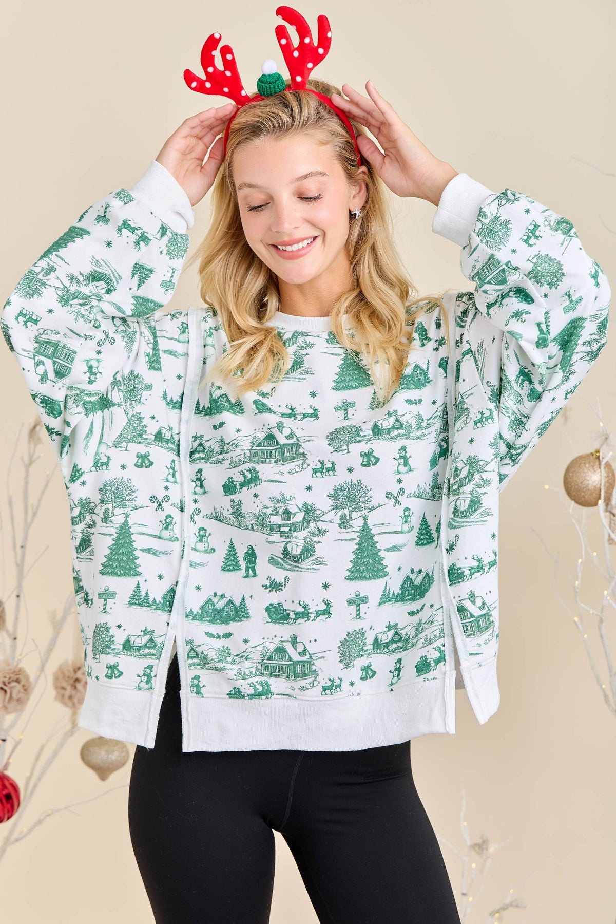 Holiday Toile Print Sweatshirt