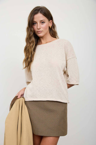 Rory Raw Edge Boxy Short Sleeve Sweater