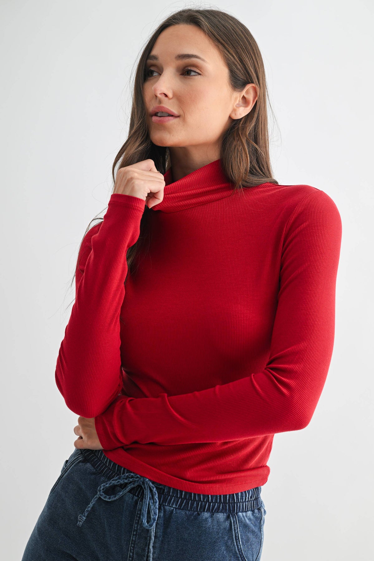 Micro Ribbed Long Sleeve Turtleneck