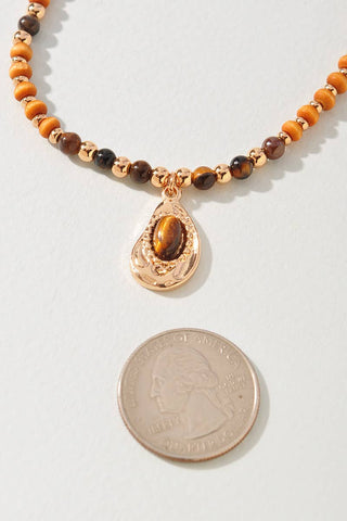 Oval Stone Beaded Necklace
