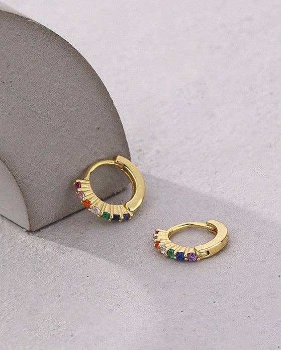 Rainbow Hoop Earrings in 925 Sterling Silver