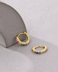 Rainbow Hoop Earrings in 925 Sterling Silver