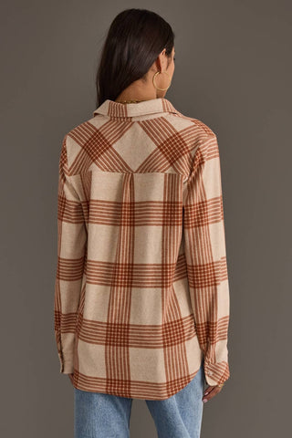 Cream & Rust Plaid Button Up